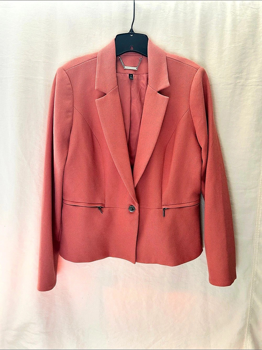 White House Black Market Textured Blazer in Coral Size 14